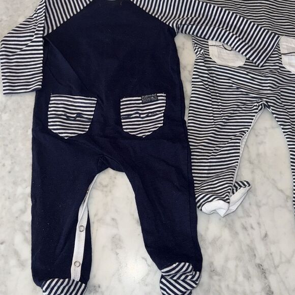 7 for all Mankind Striped Navy & White Footie Bundle 6/9M - Picture 3 of 7